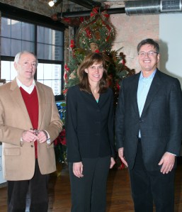 From left to right; Steven Winter, former Chairman of the USGBC, Hoboken Mayor Dawn Zimmer and Larry Bijou of Bijou Properties recently joined together to celebrate the recognition of Edge Lofts being awarded LEED® Platinum Certification by the United States Green Building Council (USGBC) for achievement in green homebuilding and design.  Edge Lofts is the first residential building in Hoboken to receive LEED® Platinum certification -- the highest level in USGBC’s LEED for Homes program.  