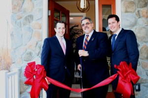 Officials from the Borough of Mountain Lakes and developer HornRock Properties officially open Legacy of Mountain Lakes luxury townhome community. From left to right: Maurice Hornblass, Principal of Hornrock Properties; Dan Happer, Mayor of Mountain Lakes; and David Hornblass, Principal of Hornrock Properties.