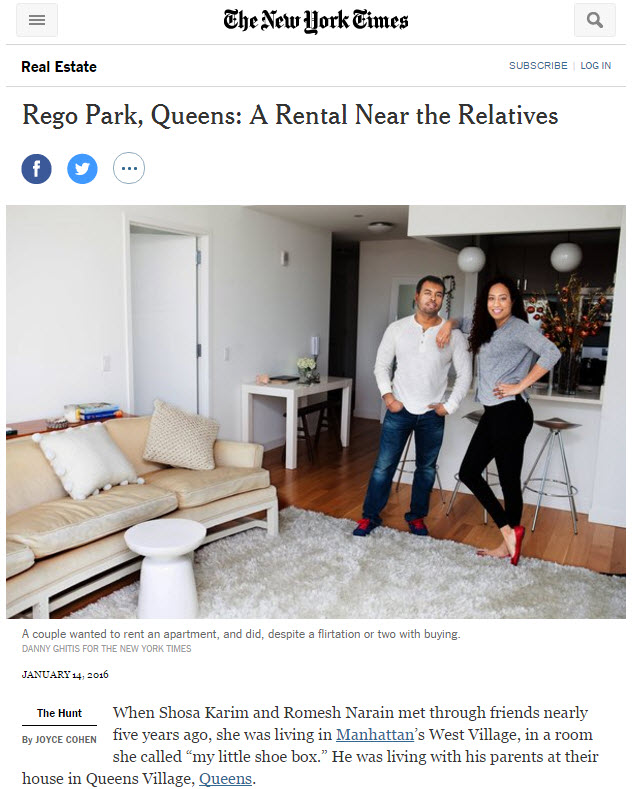 The New York Times: Rego Park, Queens: A Rental Near the&nbsp;Relatives