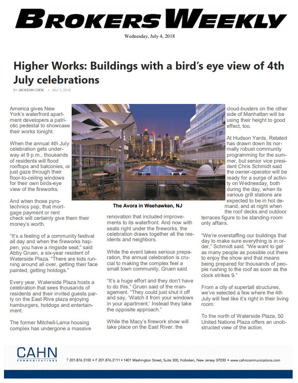 BROKERS WEEKLY: Higher Works: Buildings with a Bird’s Eye View of the July 4th&nbsp;Fireworks